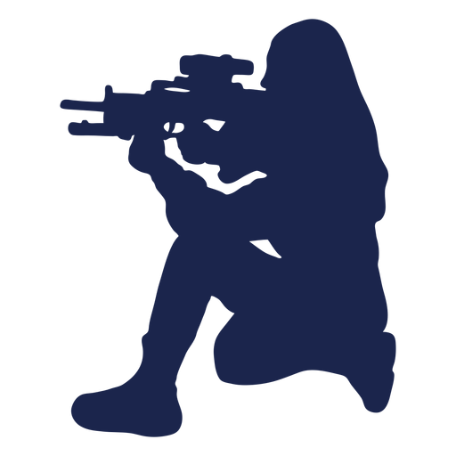 Mädchengewehr nach links mit Blick auf die Ducking-Zielsilhouette PNG-Design