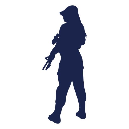 Rifle feminino voltado para a silhueta de facilidade Desenho PNG