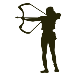Hunter bow left facing aiming silhouette PNG Design Transparent PNG