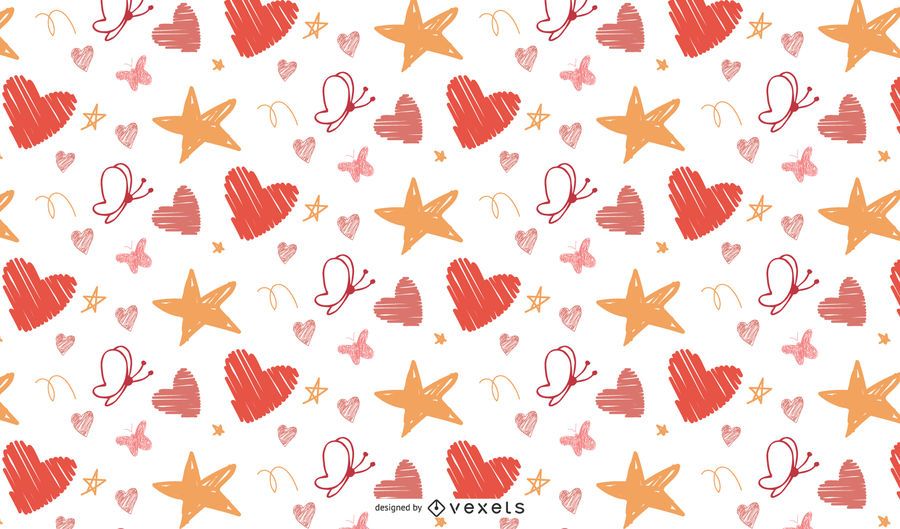 Butterly hearts and star patern vector Butterly hearts and star patern vector