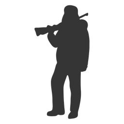 Cazador arma izquierda mirando hacia la silueta de descanso Diseño PNG