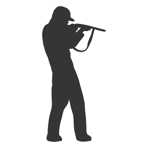 Hunter gun right facing aiming silhouette