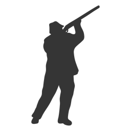 Cazador pistola hacia la derecha apuntando cielo silueta Diseño PNG