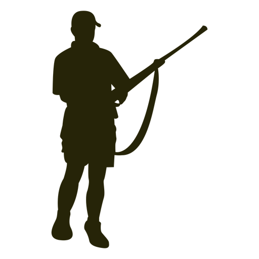 Silhueta recarregando rifle Hunter Desenho PNG