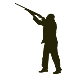 Hunter shotgun left facing aiming sky PNG Design