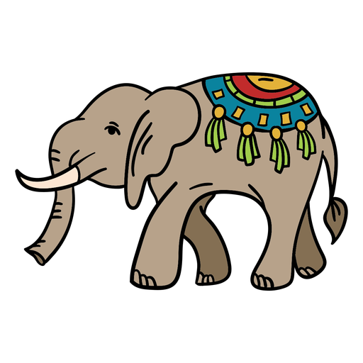 India decorada ilustración de elefante Diseño PNG