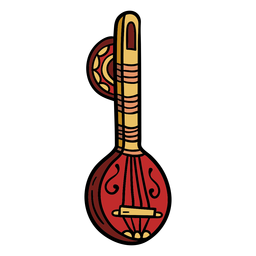Ilustração de instrumento musical sitar da Índia
