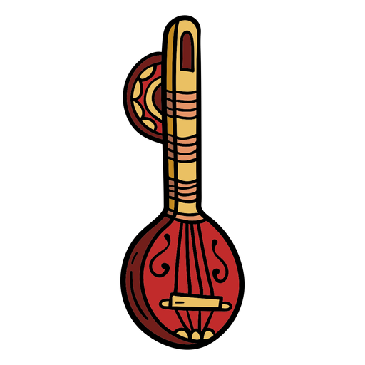 Ilustración de sitar de instrumento musical de India Descargar PNG