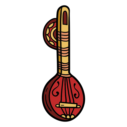 Ilustraci?n de sitar de instrumento musical de India Diseño PNG