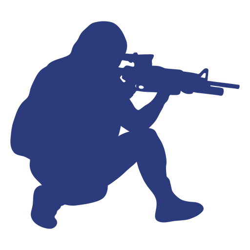 Hombre rifle a la derecha agacharse con el objetivo Diseño PNG