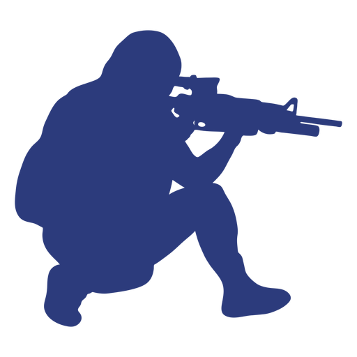 Man rifle right facing ducking aiming PNG Design