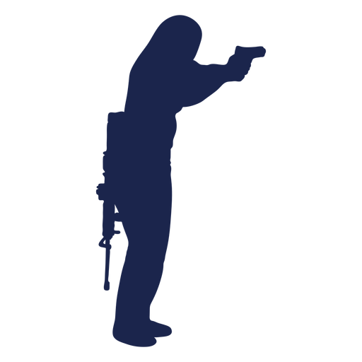 Homem rifle voltado para a silhueta de pistola Desenho PNG
