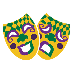 Mardigras Face Mask Happy And Sad Flat PNG & SVG Design For T-Shirts