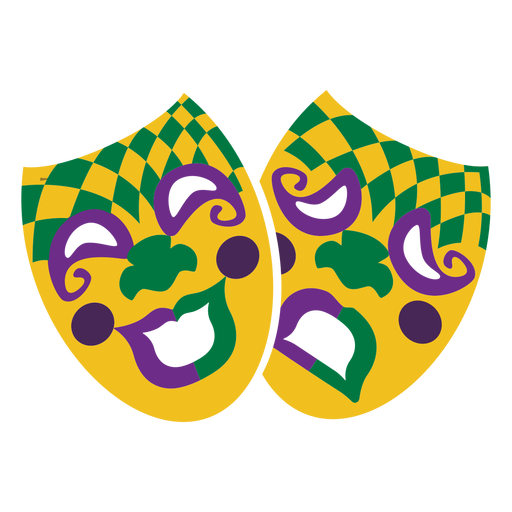 Mardigras face mask happy and sad flat PNG Design
