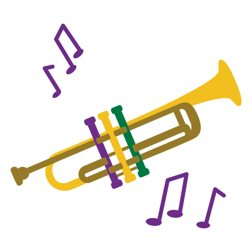 Mardigras trompete plana Desenho PNG