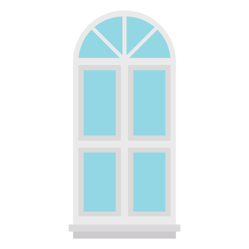 Window arched blue double pane flat PNG Design