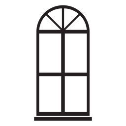 Ventana arqueada trazo de doble panel azul Diseño PNG