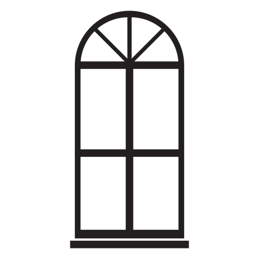 Window arched blue double pane stroke PNG Design