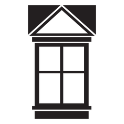 Ventana a dos aguas trazo de cuatro paneles Diseño PNG