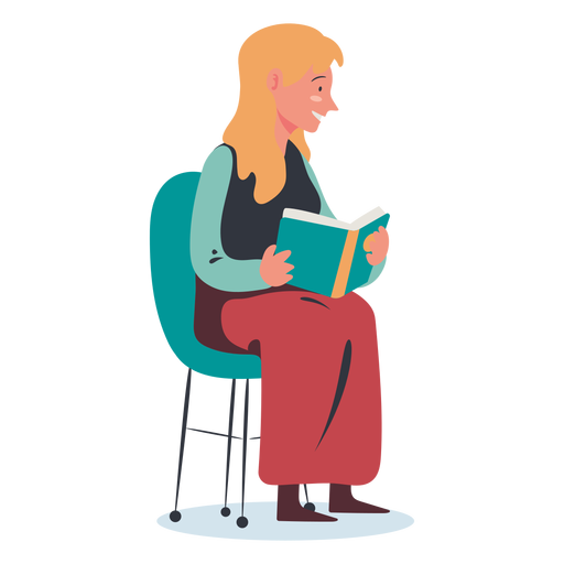 Blonde woman reading character PNG Design