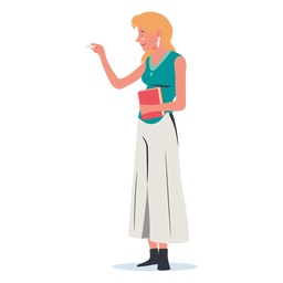 Blonde Frau die Tafelcharakter schreibt PNG-Design