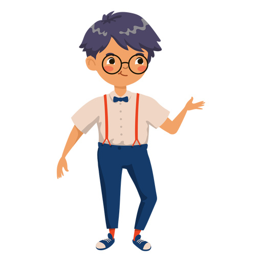 Boy in glasses character PNG Design