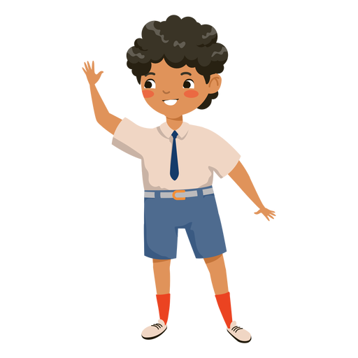 Boy waving character PNG Design
