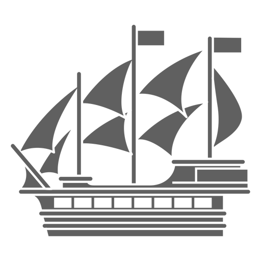 Barco de carabelas negro Diseño PNG
