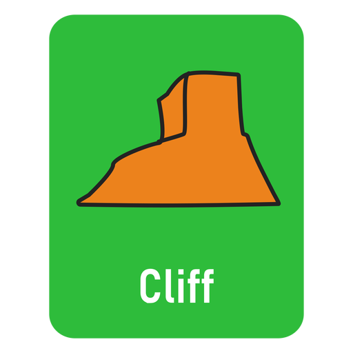 Cliff green flashcard PNG Design
