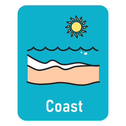 Coast lightblue flashcard PNG Design