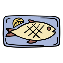 Peixe cozido desenhado à mão Desenho PNG