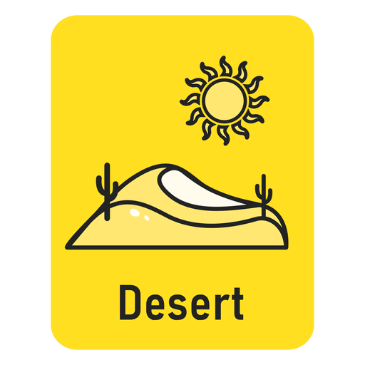 Flashcard amarelo deserto Desenho PNG