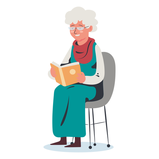 Download Elderly woman reading character - Transparent PNG & SVG ...