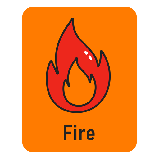 Fire orange flashcard