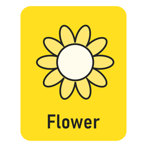Flashcard amarelo flor Desenho PNG