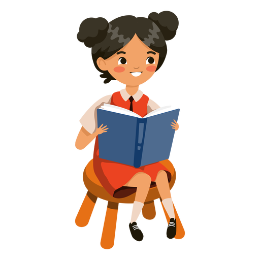 Mädchen das Buchcharaktermädchen liest PNG-Design