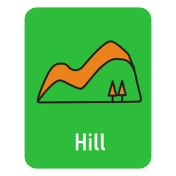 Hill green flashcard Desenho PNG