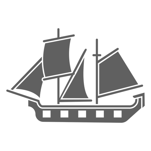 Historic caravel ship black PNG Design
