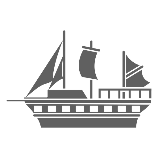 Historic sailed caravel black PNG Design