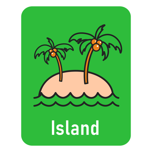 Flashcard verde da ilha Desenho PNG
