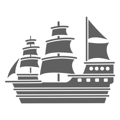 Gran barco carabela hist?rico negro Diseño PNG