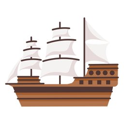Ilustración de gran barco carabela histórica Diseño PNG