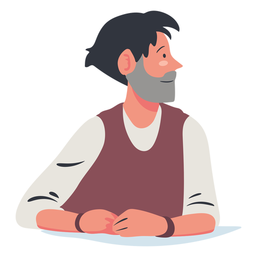 Man with beard character PNG Design