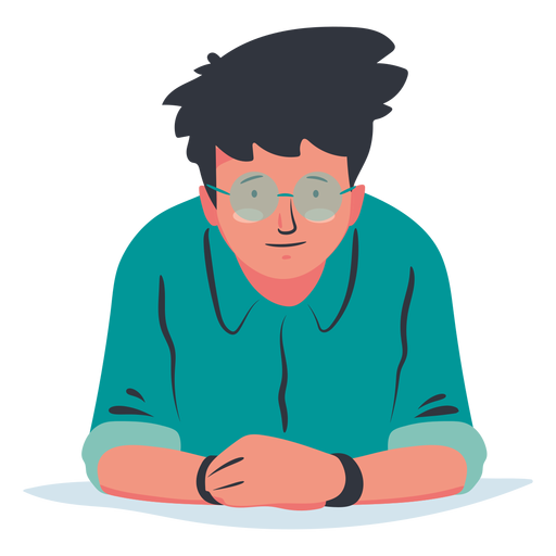 Man with glasses sitting character PNG Design