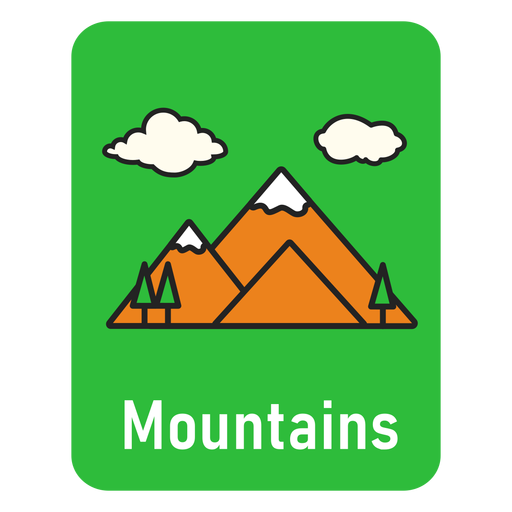 Flashcard montanhas verdes Desenho PNG
