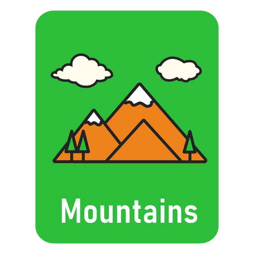 Mountains green flashcard - Transparent PNG & SVG vector file