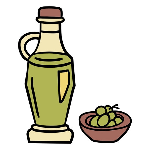 Olive bottle hand drawn