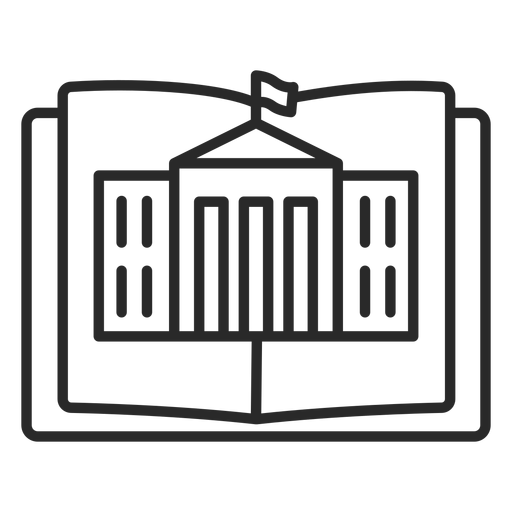 Open book with building stroke PNG Design