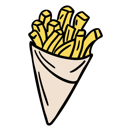 Papas fritas de cono de papel dibujado a mano Diseño PNG