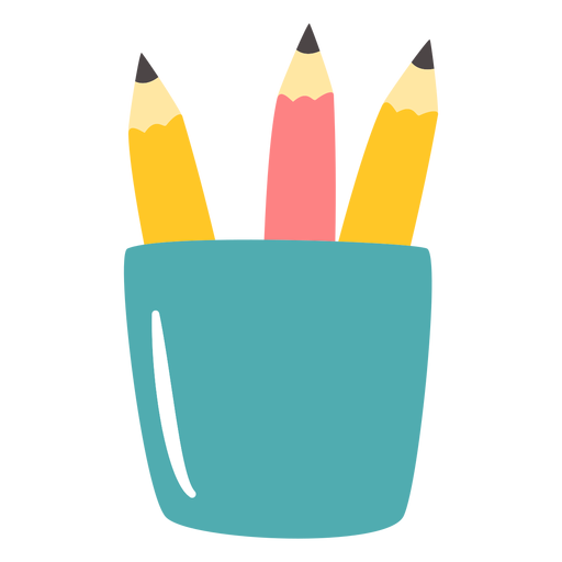 Pencil cup flat PNG Design